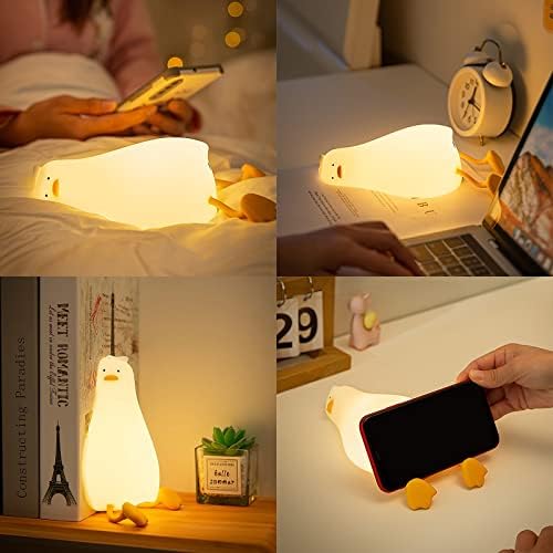 Cute Baby Night Light Kids Lamp, Dull Duck Sleep Lights with Touch Sensor Baby Silicone Night Light Rechargeable Battery Dimmable Cute Duck Night Lights Gifts for Baby, Kids, Teenagers Bedroom