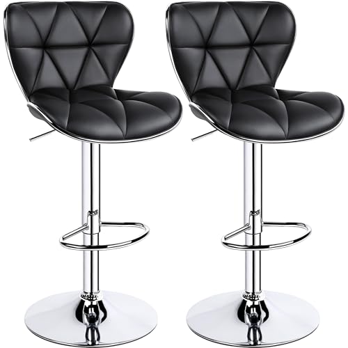 Yaheetech Bar Stools Set of 2, Adjustable PU Leather Swivel