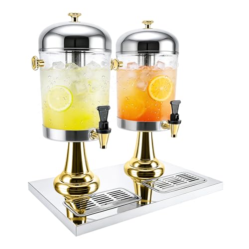 Image of VAKUKK 4-Gallon Drink Dispenser with Stainless Steel Drip Tray - Party Beverage Juice Lemonade Iced Tea Water Dispenser for Church Events, Catering, Family Gatherings & Outdoor (GOLD)