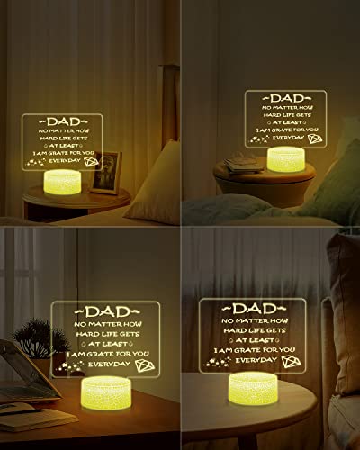 Exoohouo Gift For Father, To My Dad Engraved Night Light From Daughter & Son, 3D Acrylic Night Lamp Room Decor With Base, Father Gifts Ideas For Birthday Thanksgiving Halloween Christmas #TOP6