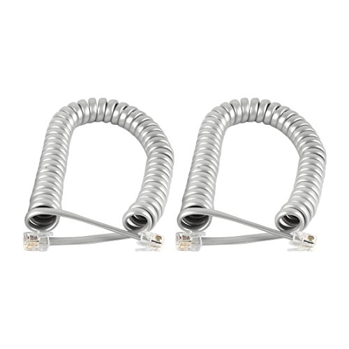 Ruilogod 2M RJ9 4P4C Téléphone Téléphone Enroulé Stretchy Combiné Câble Cordon secteur 2pcs