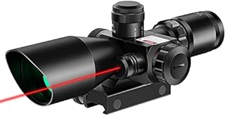 MidTen 2.5-10x40 Red Green Illuminated Mil-dot Tactical Rifle Scope with Red Laser Combo - Green Lens Color & 20mm Mounts
