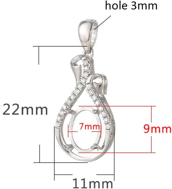 925 Sterling Silver CZ Open Back Bezel Frame Pendant Tray for 7X9/8X10/10X14/12X14mm Oval Cabochon Setting Handmade Necklace Charm Jewelry Making