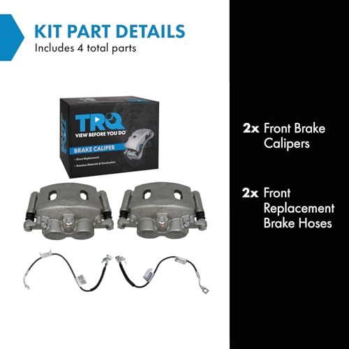 TRQ Front Brake Caliper Set Zinc Coated Brackets Hoses Compatible with 2005 Chevrolet Silverado 1500 2005 GMC Sierra 1500 by TRQ - Image 2