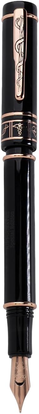 Conklin Hippocrates Fountain Pen in Black – Fine Nib, Luxury Writing Instrument with 18K Gold-Plated Trim – Great Gift for Doctors, Medical Professionals & Collectors