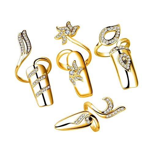 Imagen de Elegabrillia Juego de 4 Anillos Decorativos de Cristal para Uñas