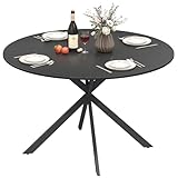 HOMCOM Runder Esstisch für 4 Personen, Ø120 cm Küchentisch im Industriestil mit Stahlbeinen, für Esszimmer, Küche, Homeoffice, Schwarz
