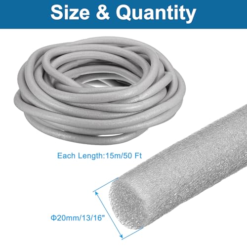 Image of PATIKIL 13 /16 inch x 50 ft Foam Backer Rod, Foam Caulk Saver Concrete Expansion Joint Filler Weather Strip for Sealing Concrete Gaps, Crack Joint Sealer, Grey
