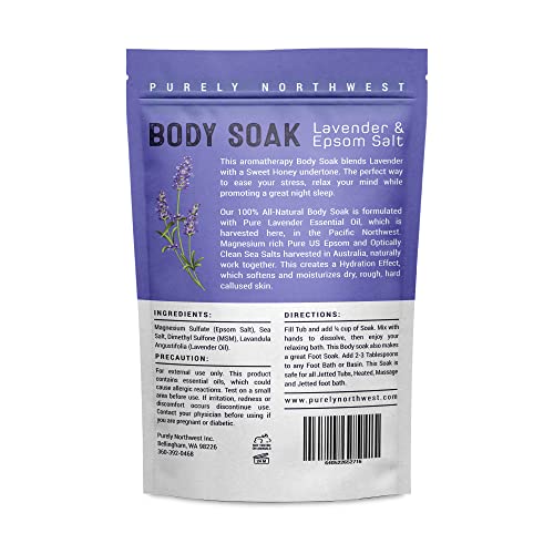 Premium Lavender, Msm & Epsom Salt Body Soak-Aromatherapy Which Promotes A Good Night Sleep-Soothes Tense, Sore & Overworked Muscles-Excellent As A Foot Soak! 1Lb #TOP7