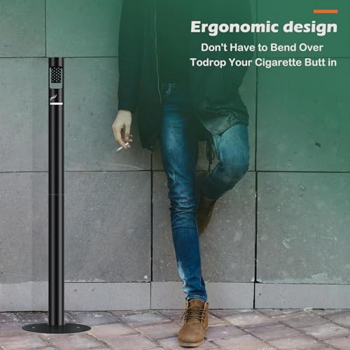 Image of Outdoor Cigarette Butt Receptacle,Detachable 43 inch Metals Standing Ashtray for Outside Patio, Offices, Home, Restaurants, Convenience Stores, Backyard