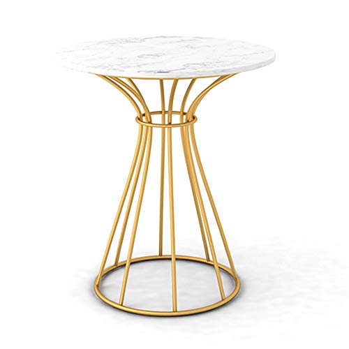 Table d'appoint en marbre salon guéridon doré en métal 60cm