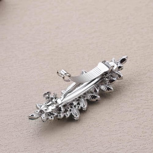 Cybche Barrette à cheveux vintage verte avec strass et cristal - Perle et strass - Émeraude étincelante - Accessoire de mariage pour femme – vue 4