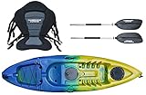 Cambridge Kayaks ES, Rocky Azul Verde Amarillo Solo Kayak, RIGIDO,