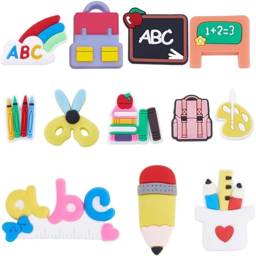 SUNNYCLUE 72Pcs School Shoe Charms & Backpack Decorations