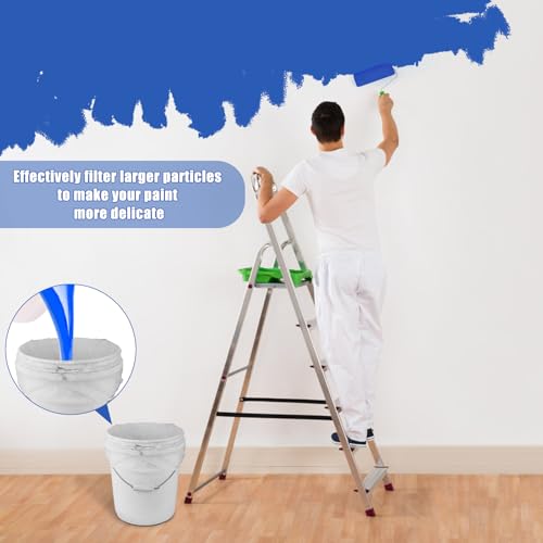 Paint Strainer Bag, 1 Gallon Paint Filter Strainer with Elastic Drawstring, Nylon Mesh Filter White Fine Mesh Bag for Paint Gardening, 10 Pack - Thumbnail 4