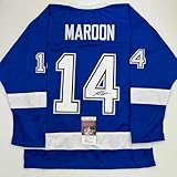 Autographed/Signed Pat Maroon Tampa Bay Blue Hockey Jersey JSA COA
