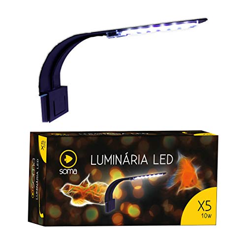 Luminária LED 10W X5 Preta para Aquário Soma - 220V