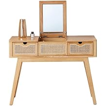 Vanity Desk Makeup Desk Wooden Dressing Table Home Wabi-sabi Style Rattan Dressing Table Simple Desk Desk for Bedroom