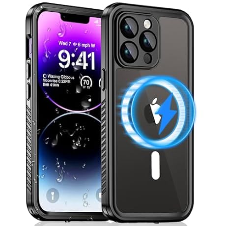 Unitedtime iPhone 14 Pro Case Front and Back Cover | Magnetic, Waterproof, Built-in Screen Protector, Compatible with MagSafe, Shockproof, Dustproof, Heavy Duty, Full Body Protective, 6.1 Inc