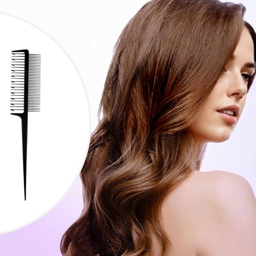 Foto von Perfeclan Profi Doppelseitiger Stielkamm, Haarfärbepinsel Färbekamm, Schwanzkämme, Feiner Zahnkamm, Friseurkammzähne Spezialsträhnenkamm Haarefärben Kamm für Friseursalon, Home, Frauen und Männer
