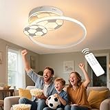 KAUCQI LED Deckenlampe Kinderzimmer Lampe Decke Fußball Deckenleuchten Schlafzimmer Deckenleuchte Dimmbar mit Fernbedienung Nachtlichtfunktion 3000K-6000K für Kinder Jungen Wohnzimmer