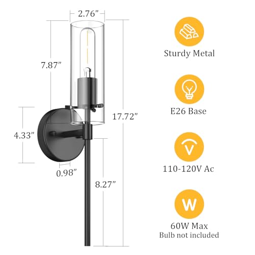 Aoceley Modern Wall Sconce Vanity Light, Black, 2-Pack by Aoceley - Used condition - Image 6
