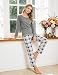 Litherday Schlafanzug Damen Lang Baumwolle Pyjama Kariert Nachtwäsche Winter Pyjama Set Zweiteiliger Rundhals Sleepwear