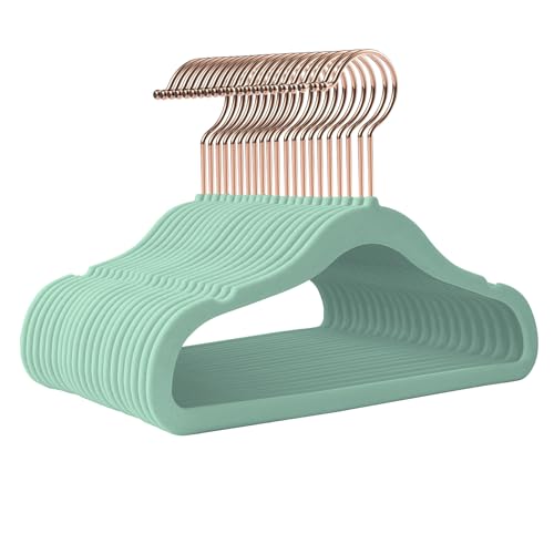 Image of Ulimart Baby Hangers Velvet 50 Pack-11.4 Inch,Baby Clothes Hanger Non Slip, Kid Hanger for Closet,Durable Infant/Toddler Hangers Teal Hanger