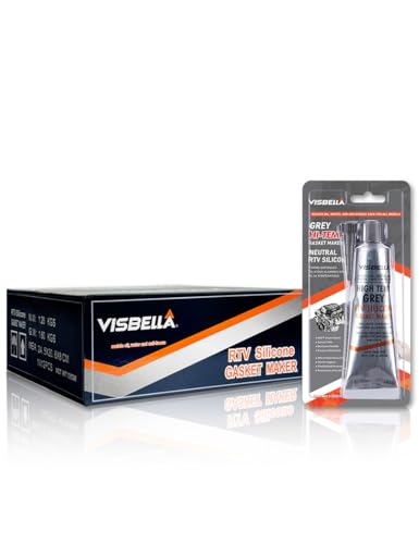Visbella Gasket Maker High Temperature Sensor Safe Neutral RTV Silicone Sealant Non-Corrosive for Bonding Internal Combustion Engines, Steam Turbines, Automotive Engine Parts 12Pcs (Grey)