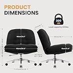 Armless Office Chair with Wheels, Height Adjustable Criss Cross Legged Desk Chair, Widened and Thickened Ergonomic Computer Chairs, Wide Seat Vanity Chairs for Office Bedroom (Black) - Image 3