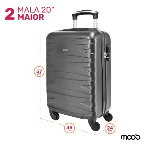 Kit 2 Malas de Viagem de Bordo Carry On Cinza Fibra Abs 20