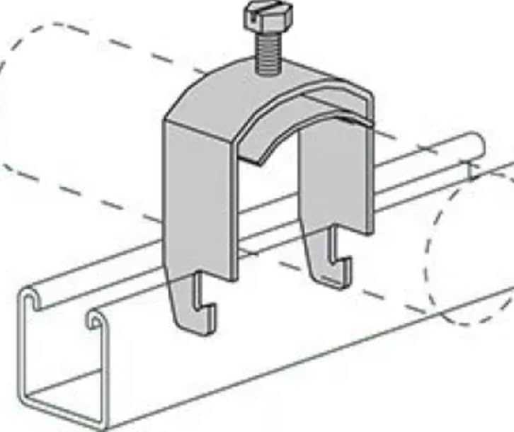 Universal Saddle Strut Clamp, 3/8 Inch, Electro-galvanized Steel, for Electrical MC/AC/BX Cable or Conduit, 0.10-0.63 Inch Outside Diameter, Top Bolt Saddle (25)