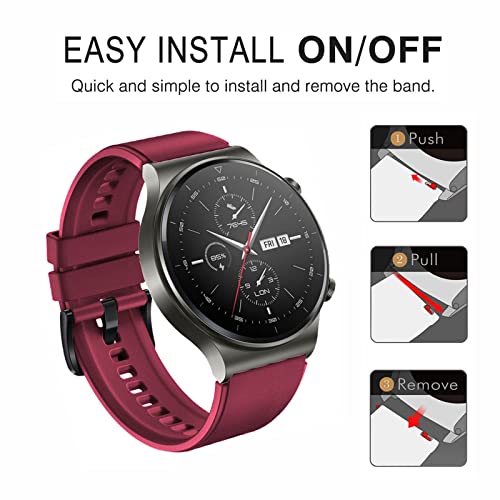Paesteffe Silicone Band for Huawei Watch GT2 Pro (Red Wine)