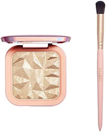 Highlighter Concealer+Highlighting Brush Contour Makeup Palette Set for Mature Skin Pink under Eye Concealer Palette Cream Kit for Dark Circles and Puffiness Trouble Spots Redness (A)