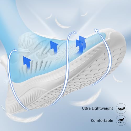 BACSAC Wide Walking Shoes for Men Slip On Mens Running Shoes Tennis Shoes Lightweight Breathable Walking Sneakers Workout Gym Wide Sneakers(All White,10.5W US) by BACSAC - Used condition - Image 2