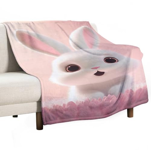 Kuscheldecke Flauschig Decke Kaninchen 100x150cm Fleecedecke Weich Und Warme, Tier Hase Wohndecke Flanell Als Sofadecke Couchdecke Tagesdecke
