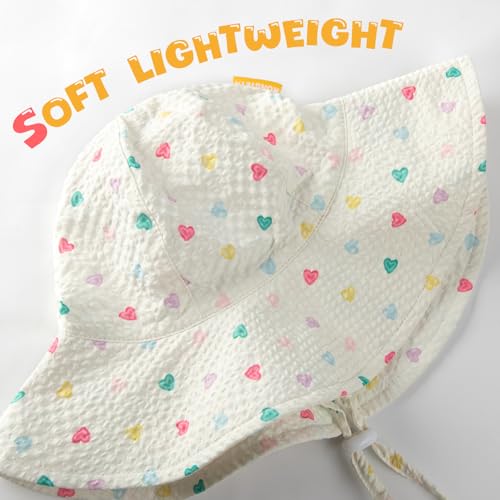 Image of HONGTEYA Baby Sun Hat Toddler Girl Beach Hat Sun Protection Adjustable Outdoor Summer Wide Brim Bucket Hat for Infant Kids