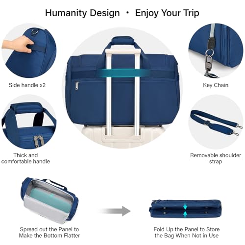 Hanke Carry On Luggage Bags for Travel, Large Foldable Duffle Bag, Softside Lightweight Travel Bag Carry On Bags for Airplanes Women, Tote Bags for Women Men.(Blue) by Hanke - Used condition - Image 7