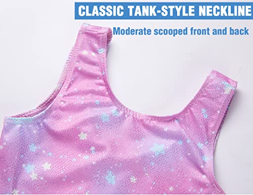 Image of TENVDA Leotards for Girls Gymnastics One Piece Biketard（Multiple Colors） | Sparkly sleeveless unitards