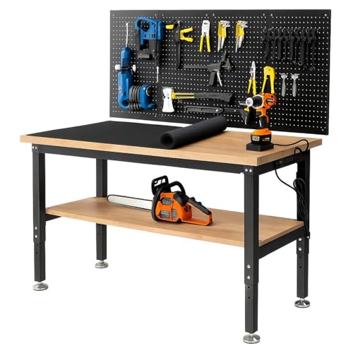 ENJOYWOOD 60 Inch Work Bench for Garage Adjustable Height