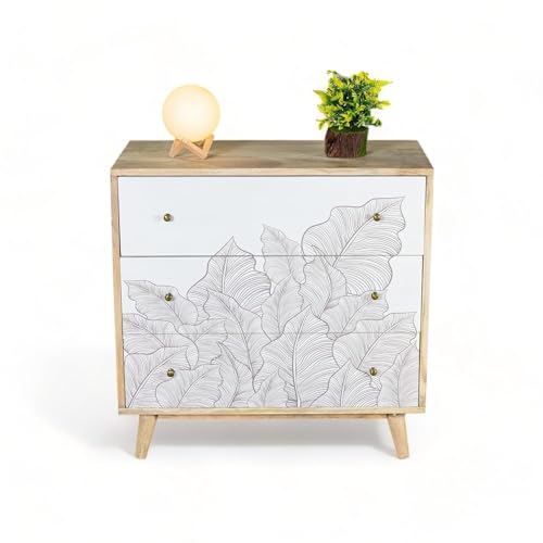 Image of Solid Wood Ranthambore Chest of Drawer | Dresser with 3 Drawers | Wooden Chest of Drawer | Chest of Drawers with Storage | Finish- Natural and White
