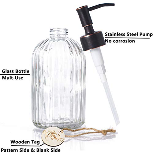 Ycoll Glass Soap Dispenser Refillable Wash Hand Liquid Dish Detergent Shampoo Lotion Bottle With Oil Rubbed Bronze Pump Holder Ideal For Bathroom Countertop Kitchen #TOP1