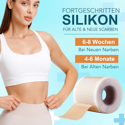Silikonpflaster für Narben (4cm x 190cm) – Wiederverwendbare Silikon-Narbenblätter, hautfreundlich & haftstark – Wasserdicht & für alle Hauttypen