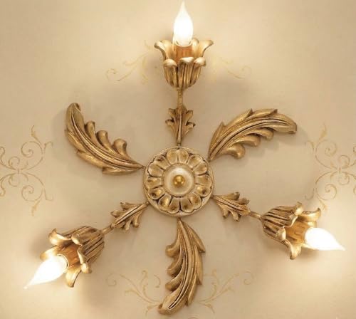 Plafonnier en bois classique ILAB 3 lumières pour illuminer un plafond bas