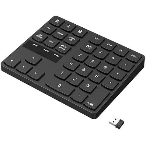 RaceGT Wireless Number Pad, Numeric Keypad Ultra-Silent Rechargeable 2.4G 35 Keys for Laptop,Desktop,PC, Notebook Cover