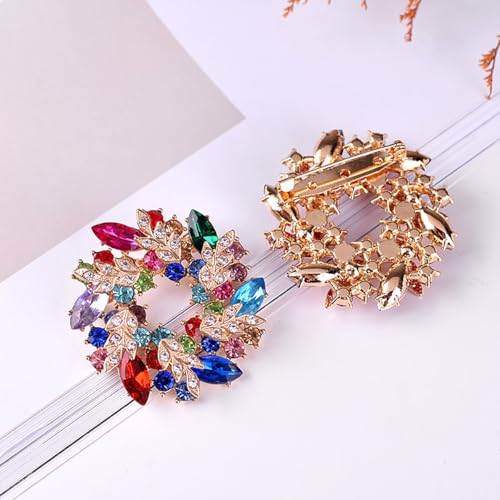 Image of Rhinestone Flower Brooch for Women Crystal Wreath Brooch Pin Stylish Big Flower Brooch Rhinestone Crystal Bauhinia Flower Wreath Brooch Elegant Clothing Hat Bag Accessories Christmas Wedding Bridal Birthday Jewelry