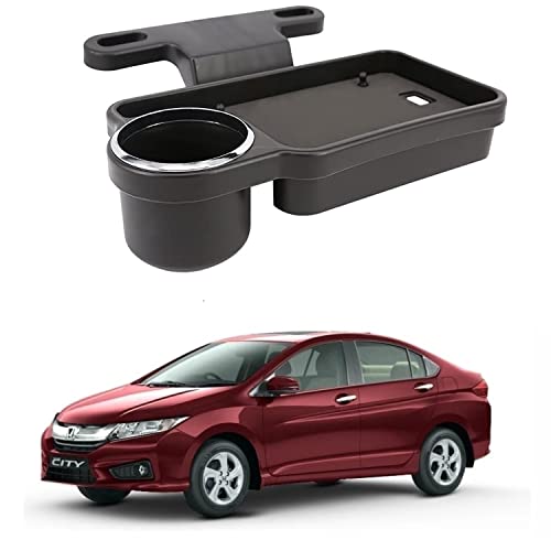 Image of Oshotto (FT-04) Foldable Car Auto Headrest Rear Back Seat Table Drink Food Cup Tray Holder Compatible with Honda City I-VTEC 2010-2026 - Black