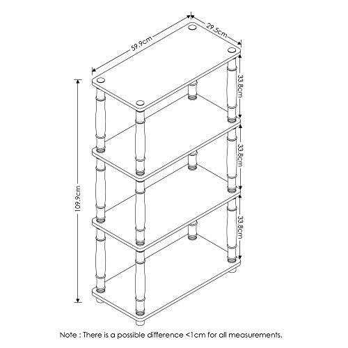 Image of Furinno Turn-N-Tube 4-Tier Multipurpose Shelf Display Rack, Classic Tubes, Light Cherry /Black