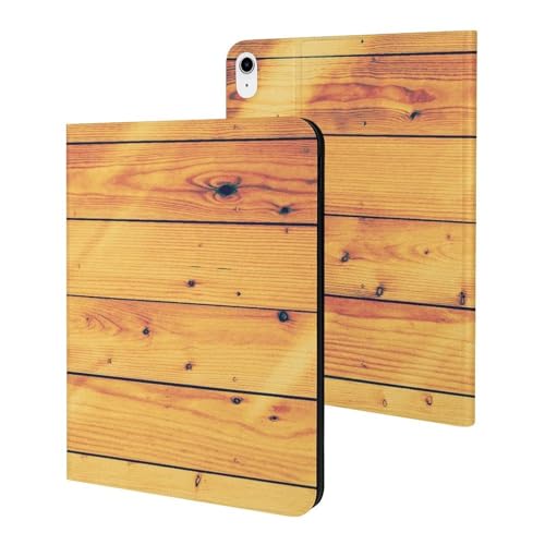 Coque iPad 10e génération grain de bois fin étui chic marron