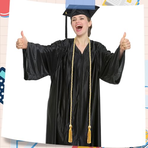 Image of TecUnite Graduation Cords Honor 2026 Polyester Yarn Decorative 67 inch Long Garland Twist Ties with Tassels for Bachelor Gown Graduation(Gold with Silver)